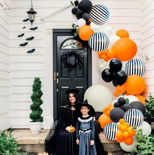 Fall Balloon Garland Arch Kit - 141pcs Orange Black Sand White Decorations - Variation of THIS listing