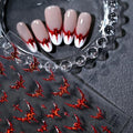 Halloween Bat Nail Stickers - 5D Embossed Red Bats & Holographic Glitter - Style-13