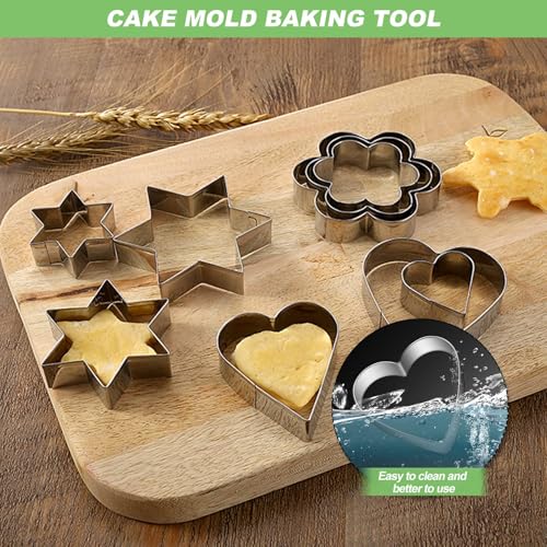 12 Pcs Stainless Steel Cookie Cutter Set with 4 Shapes & Multiple Sizes