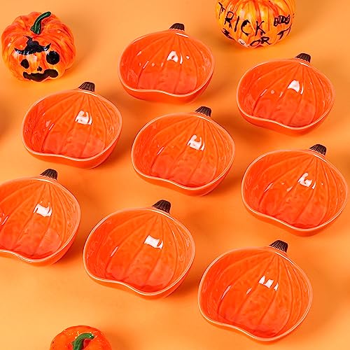 Orange Pumpkin Ramekins Set of 12 - 6 oz Ceramic Bowls for Thanksgiving & Fall Parties