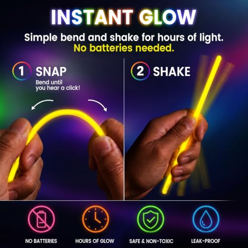 1000PCS Glow Sticks with Bracelets Connectors for Parties Halloween Camping