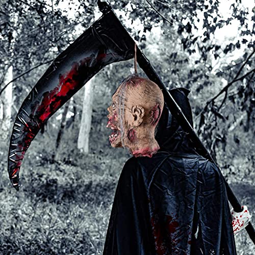 Halloween Zombie Head Hanging Decor - Bloody Severed Head Prop for Haunted House Scarecrow