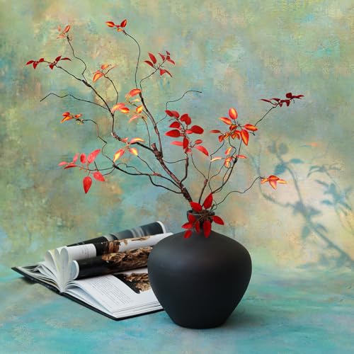 3Pcs Faux Tree Twig Branches Fall Leaves for Vase Decor - Red