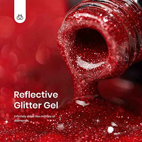 Beetles Red Glitter Gel Nail Polish C - Flakie Red | Ruby Crown 15ml Sparkly Manicure