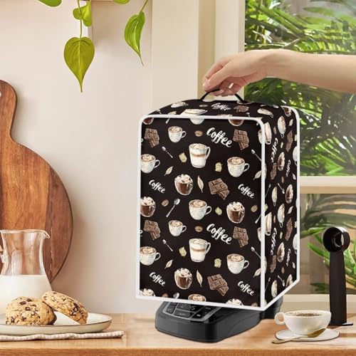 Coffee Maker Dust Cover Protector - Chocolate & S - Universal Fit, Washable, Foldable Kitchen Accessory