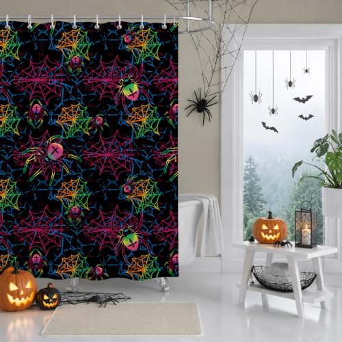 Black Halloween Spider Shower Curtain 72x72 Inches Waterproof Bathroom Decor