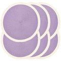 Mint Purple Woven Round Placemats Set of 6 - Elegant Braided Edge Table Mats
