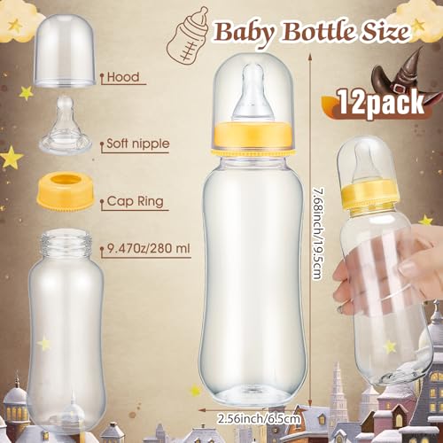 Magical Wizard Baby Shower Game Set with Wooden Sign & 12 Baby Bottles - Dark Color Variation