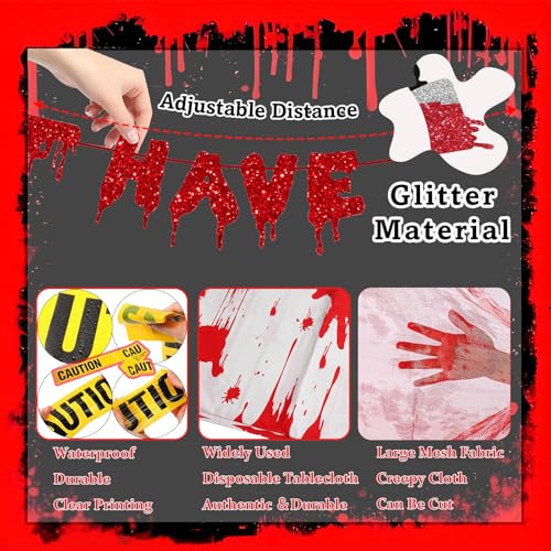 Halloween Crime Scene Birthday Decorations Kit - Banner, Balloons, Tape & Cake Topper