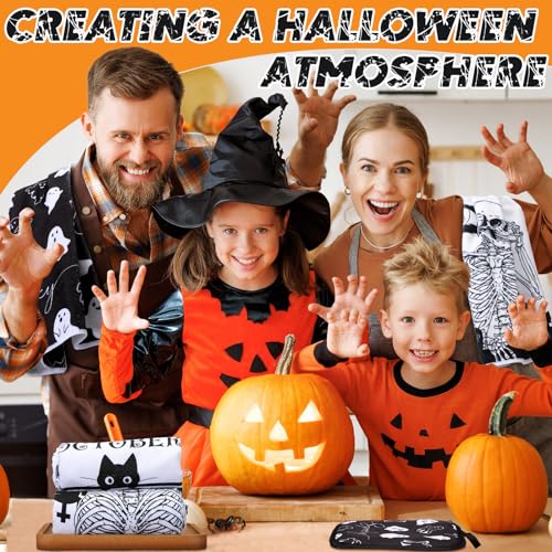 Pickmesh Skeleton Halloween Oven Mitts & Kitchen Towels Set - Spooky Kitchen Decor