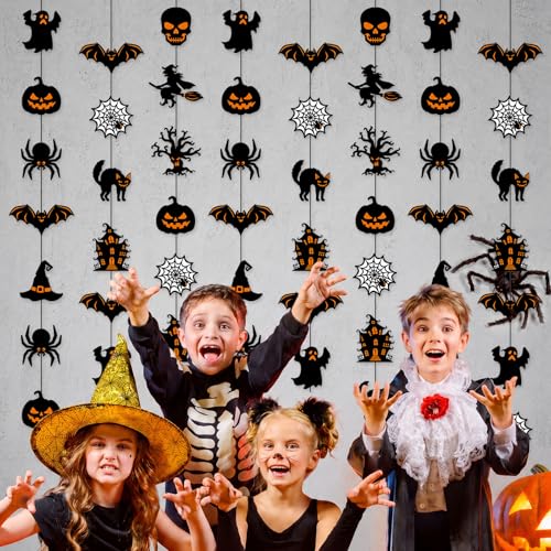 Halloween Party Hanging Decorations - Witch Ghost Paper Garland - 9 Pcs
