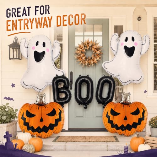 Halloween Foil Balloon Set - Ghost, Pumpkin, Boo Decorations for Parties