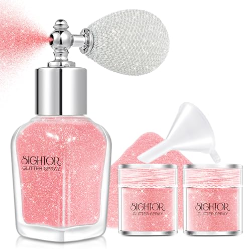 Pink Body Glitter Spray 30ML with Shiny Finish for Hair Face & Clothing - Sightor