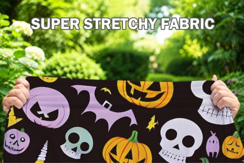 Halloween Pattern 6-Inch Round Fitted Tablecloth with Elastic - Skulls Design, Washable Spandex