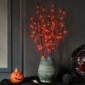 Halloween Lighted Branches with Timer - 100 LED Orange Fairy Lights - Black Tree Branches 32 Inch - Battery Operated - Variation of 100LEDs Orange Branches
