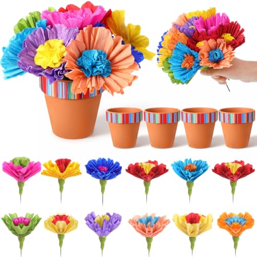 YooNotee 24 Pcs Mexican Fiesta Decorations Clay Pot Centerpieces - Vibrant Colors