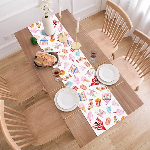 Circus Carnival Party Table Runner - Festival Dining Decor for Halloween & Events