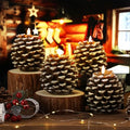4 Pcs LED Pine Cone Flameless Candles Battery Operated Holiday Decor - Warm Light
