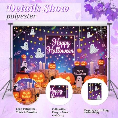 Halloween Neon Pumpkin Ghost Backdrop 8x6FT Kids Party Photo Booth Decorations - Variation of THIS listing