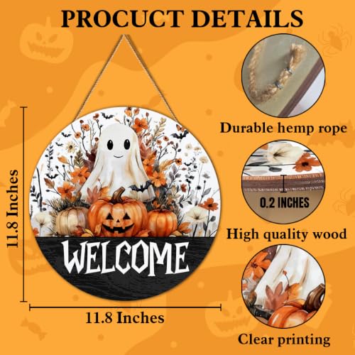 Halloween Ghost Pumpkins Welcome Door Sign - Halloween-08