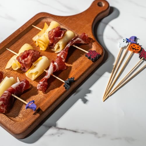 Halloween Cocktail Picks 4.7 Inch - Multicolor 100pcs Bamboo Skewers for Appetizers & Drinks