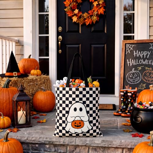 Halloween Tote Bag Ghost Pumpkin Trick or Treat Canvas Bag