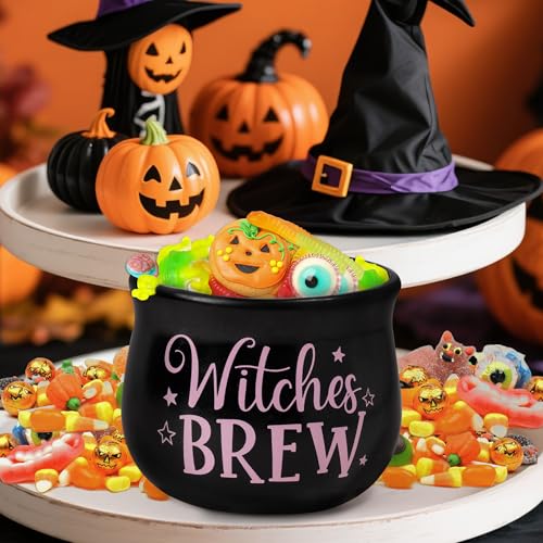 Halloween Candy Dish Cauldron - Mini Ceramic Witches Brew Bowl for Trick-or-Treat