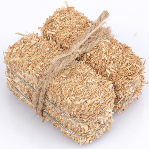 Mini Decorative Hay Bales & Twisted Hemp Rope Set for Fall Halloween Crafts & Rustic Decor