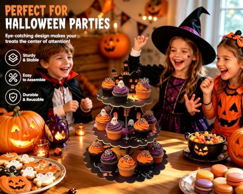 Halloween 3-Tier Cupcake Stand Haunted House Party Decor
