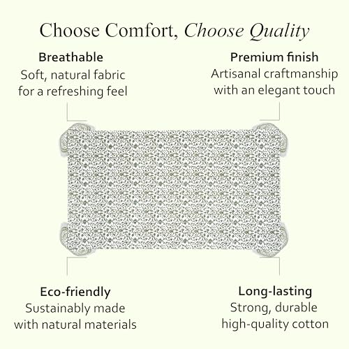 Meadow Vine Cotton Tablecloth 60x90 Inch - Indian Block Print Rectangular Cover - Perfect for Weddings & Holidays