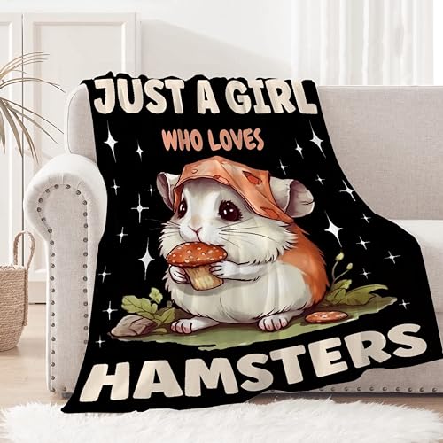 Hamster Blanket for Girls and Hamster Lovers - Soft Plush Throw, 50''x 60'' for Teens - Just a Girl Who Loves Hamsters