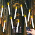 White Floating Candles with Remote - 10 Pack Flameless Hanging LED Taper Candles