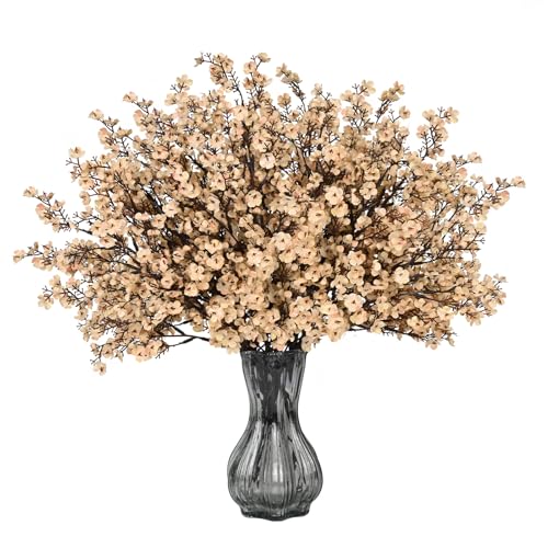 Beige Silk Baby's Breath Flowers - 6 Pack Real Touch Faux Floral Decor