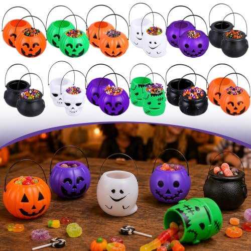 24 Pack Halloween Pumpkin Candy Buckets for Trick-or-Treating & Parties