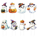 Halloween Yard Signs Decorations Pumpkin Ghost Outdoor Stakes - 8 Pack, 12x13 Inch, Variation: Pumpkin Ghost