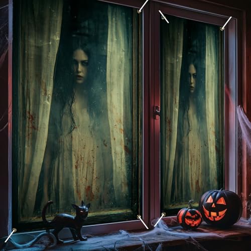 Halloween Window Cover Banner Bloody Ghost 31.5x47.3in Polyester - Variation LU90008