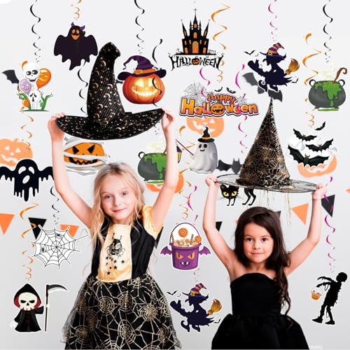 Halloween Hanging Swirl Decorations 32pcs Ghost Bat Pumpkin Party Supplies