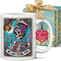 Flying Tarot Skull Coffee Mug - Spooky Witchy Gift for Women - 11oz Ceramic Cup