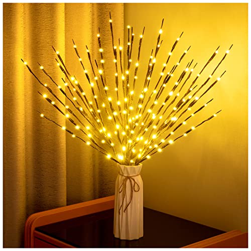 2 Pack LED Lighted Branches - Battery Operated Willow Tree Lights, Warm White
