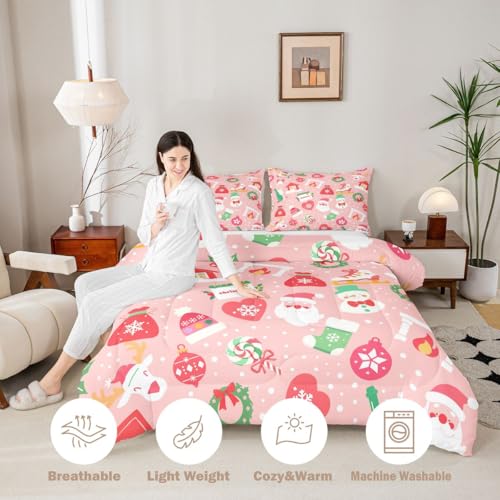 Christmas Bedding Set for Kids - Twin Size Santa Claus Quilt & Pillow Case - Multi 62 / Twin
