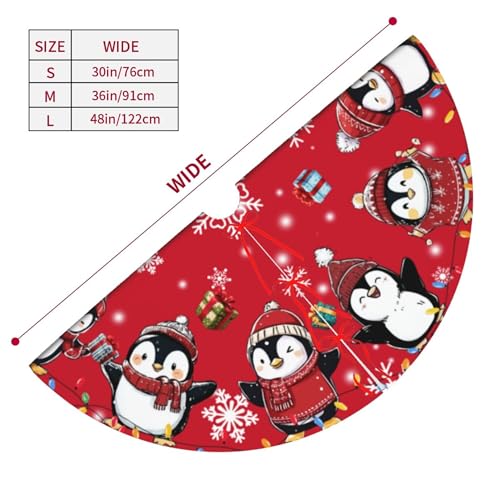 Red Penguin Christmas Tree Skirt 36 Inch Holiday Decor - Medium Variation