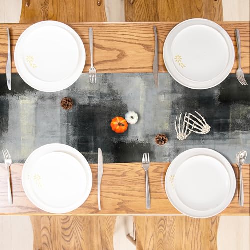 Black Grey Watercolor Table Runner - 13" x 36" Seasonal Home Decor