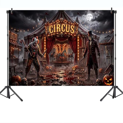 Halloween Evil Circus Backdrop Banner Haunted House Photo Booth Props 8x6ft