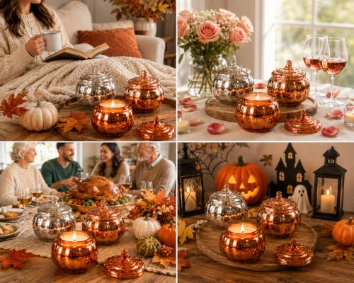 Pumpkin Shaped Candles 3 Pack - Fall Pumpkin Spice Scented Soy Candles with Mix Variation