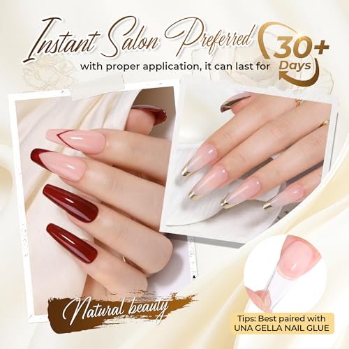 Long Coffin Nail Tips 504pcs Pre-Shape Fake Nails for Manicure - UNA GELLA Variation