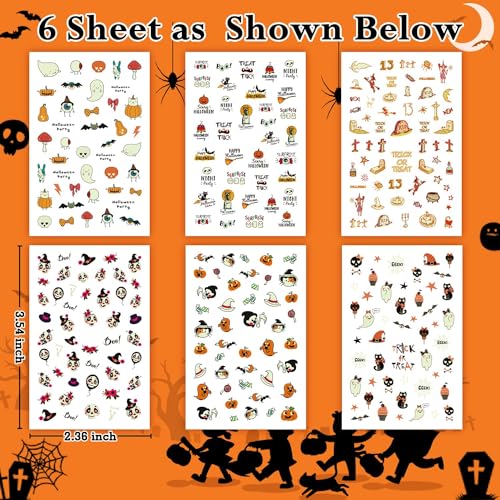Glow Nail Stickers for Kids Halloween Decals 280+ Designs Self-Adhesive Fun Nails