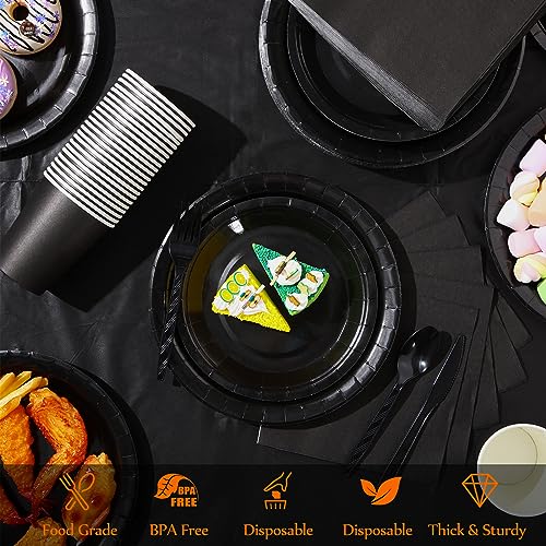 Disposable Party Dinnerware Set for 60 Guests - Black Halloween Supplies