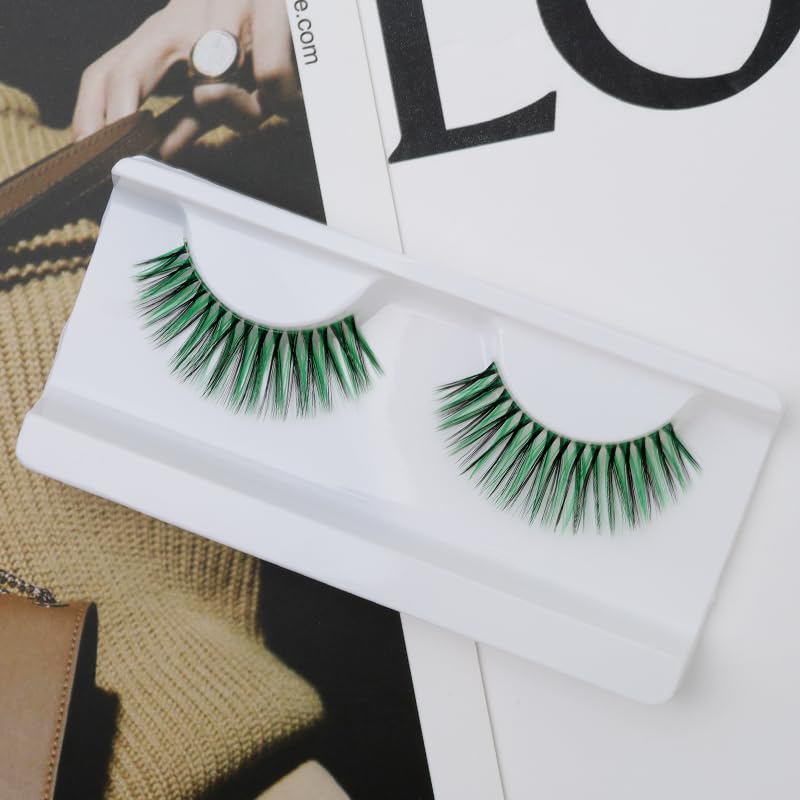 Green False Eyelashes 3D Individual Fluffy Lash Clusters - NATUHANA