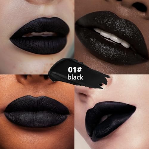 Black Cream Matte Lipstick Stick for Women - Lip & Face Paint - Black 01