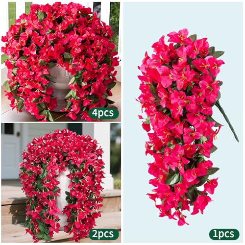 Artificial Bougainvillea Hanging Flowers - Fall Flower Variation, Lifelike Outdoor Decor